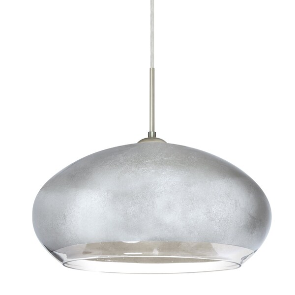Besa Lighting Brio 14 Cord Pendant, Silver Foil, Satin Nickel Finish, 1x75W Incandescent 1JT-4345SF-SN - main